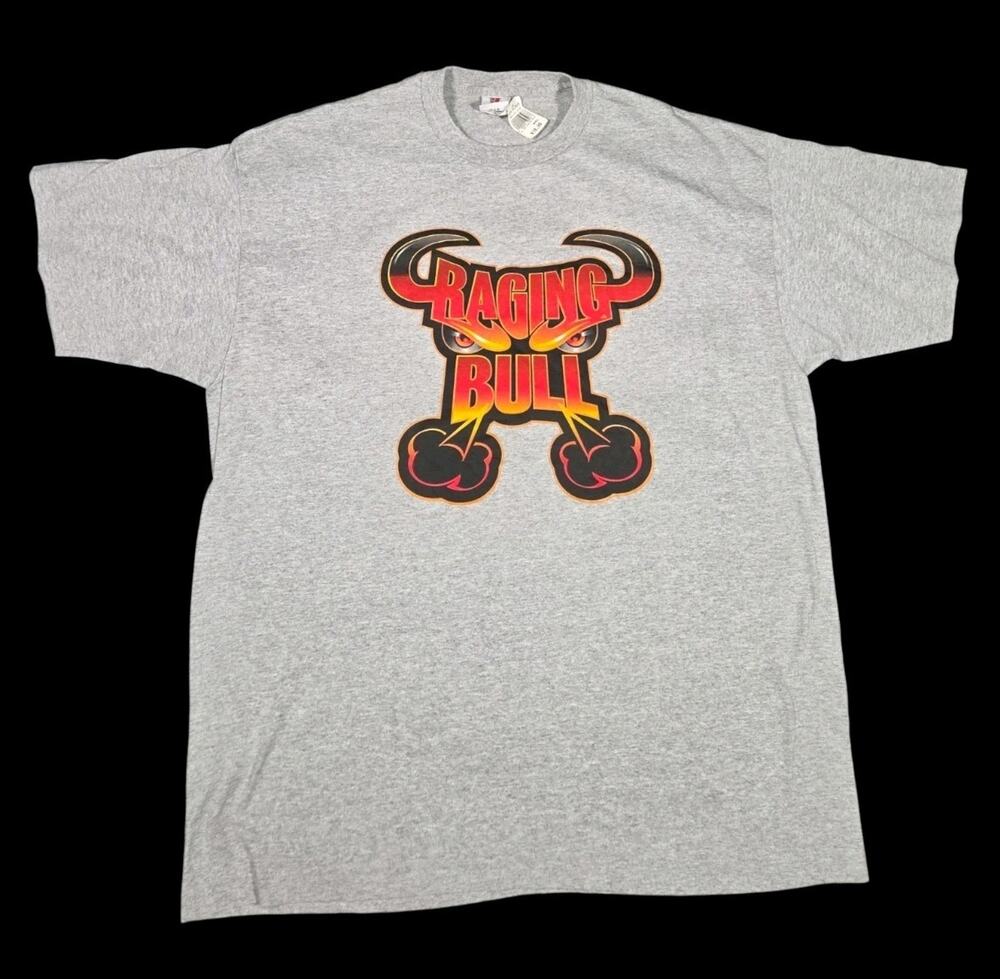 Six Flags Great America Raging Bull T-Shirt NOS Promo Roller Coaster Gray 2X Vtg
